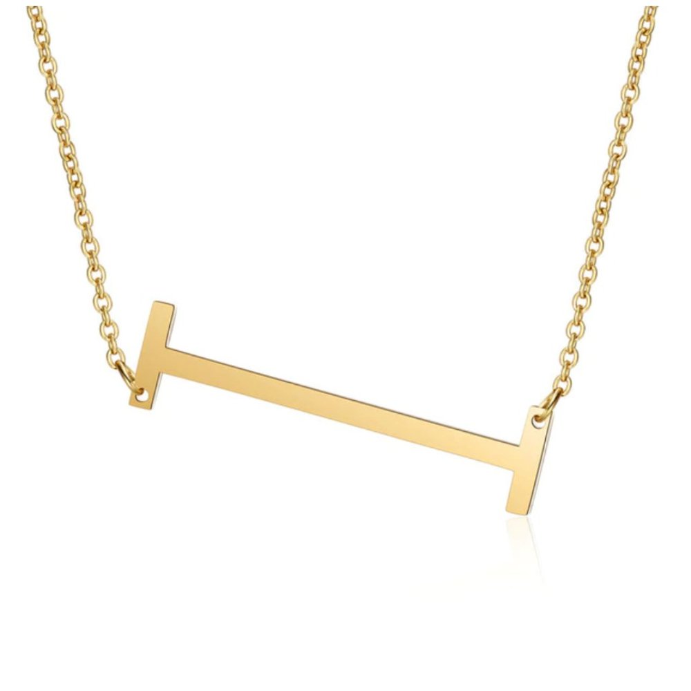 Large Letter "I" Gold Big Initial Name Necklace